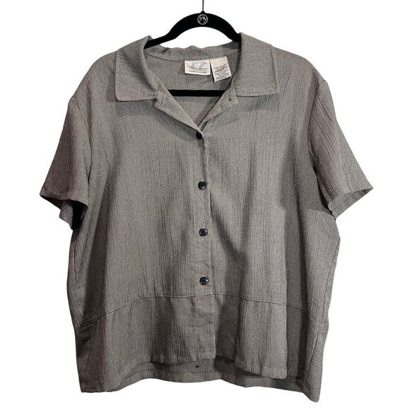 Kathie Lee Collection VTG 2 Piece Skirt Set Buttoned Blouse Size XL houndstooth - Picture 4 of 10